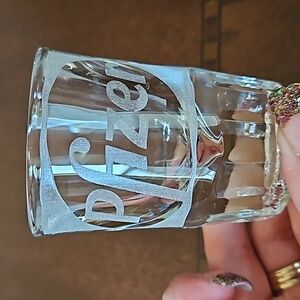 Pfiser Glass Etched Shot Glass